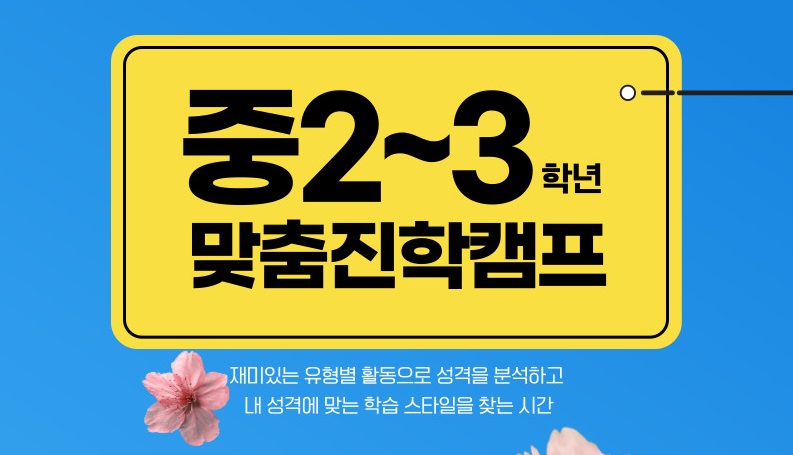 중2~3 맞춤진학캠프  재미있는 유형별 활동으로 성격을 분석하고 내 성격에 맞는 학습 스타일을 찾는 시간  학년